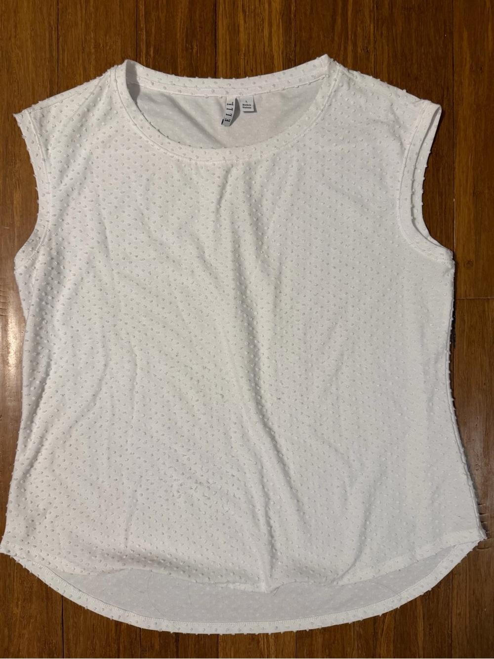 Elle White Eyelet Sleeveless Tank Top